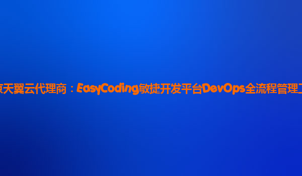 南京天翼云代理商：EasyCoding敏捷开发平台DevOps全流程管理工具