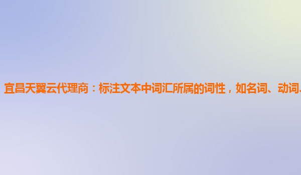 宜昌天翼云代理商：标注文本中词汇所属的词性，如名词、动词、形容词等