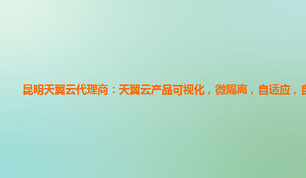 昆明天翼云代理商：天翼云产品可视化，微隔离，自适应，自学习