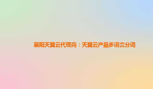 襄阳天翼云代理商：天翼云产品多语言分词